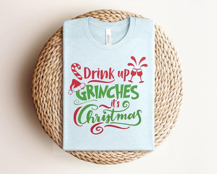 Drink Up It&amp;#39;s Christmas Graphic Tee