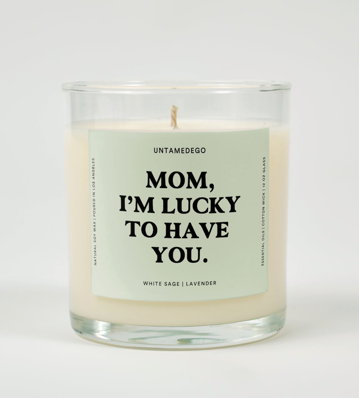 Mom I&amp;#39;m Lucky To Have You Glass Candle