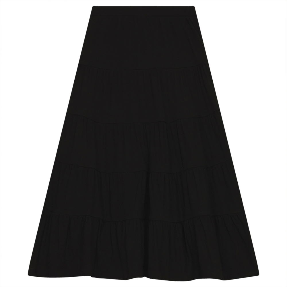 Tiered Rib Long Skirt