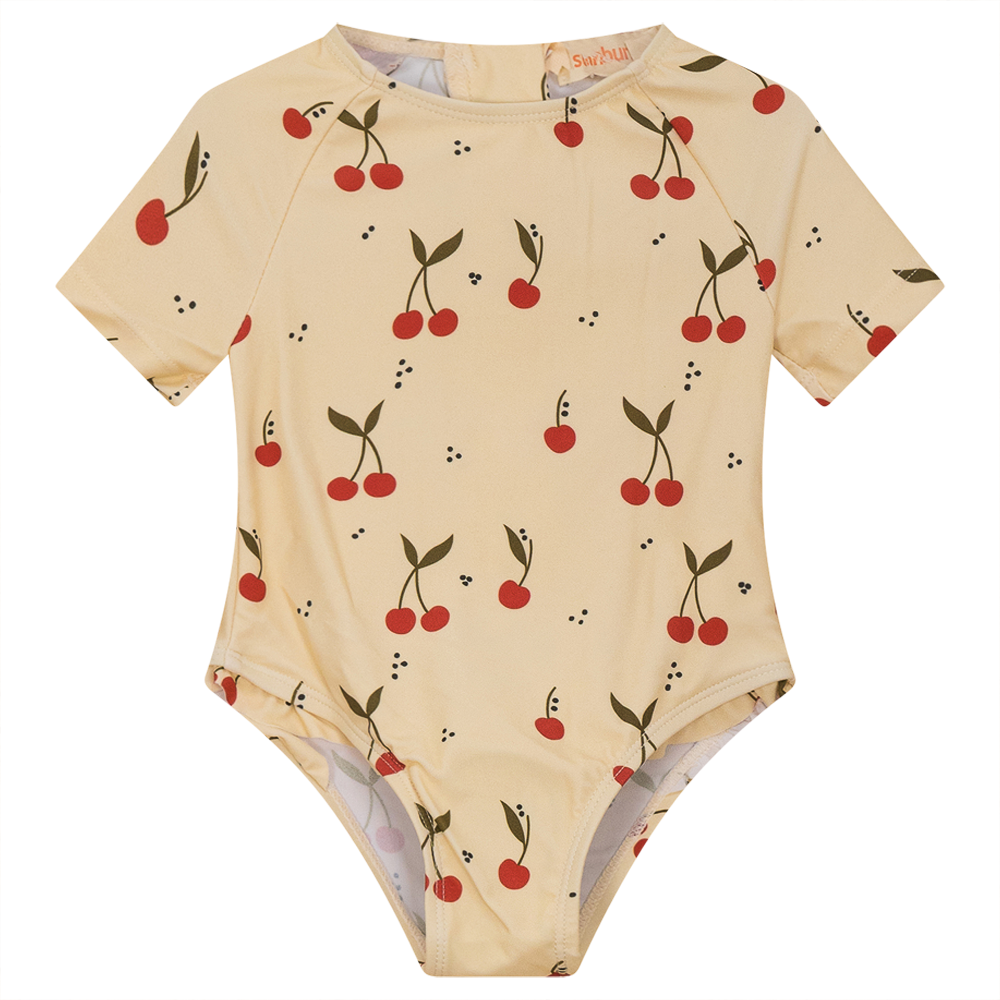 Cherry Print Long Sleeve Swimsuit