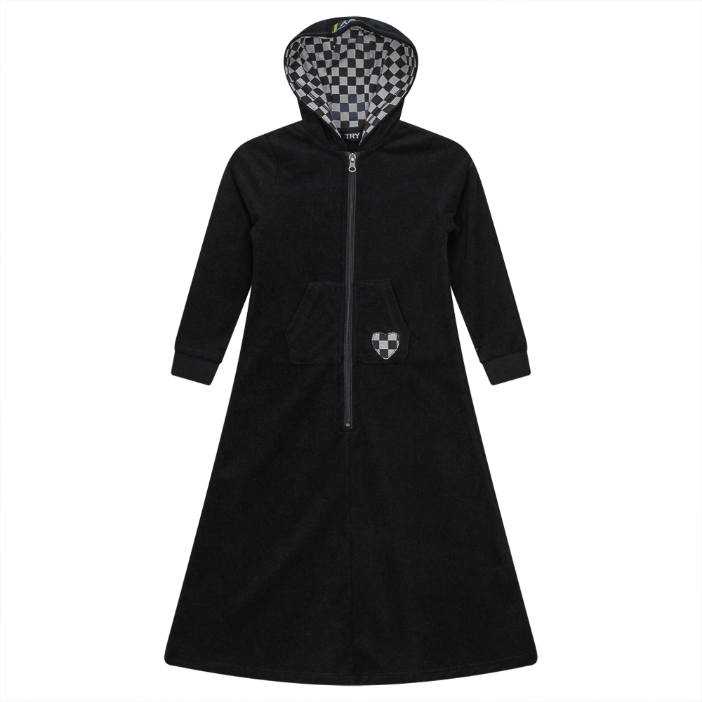 Checkered Heart Applique Terry Robe