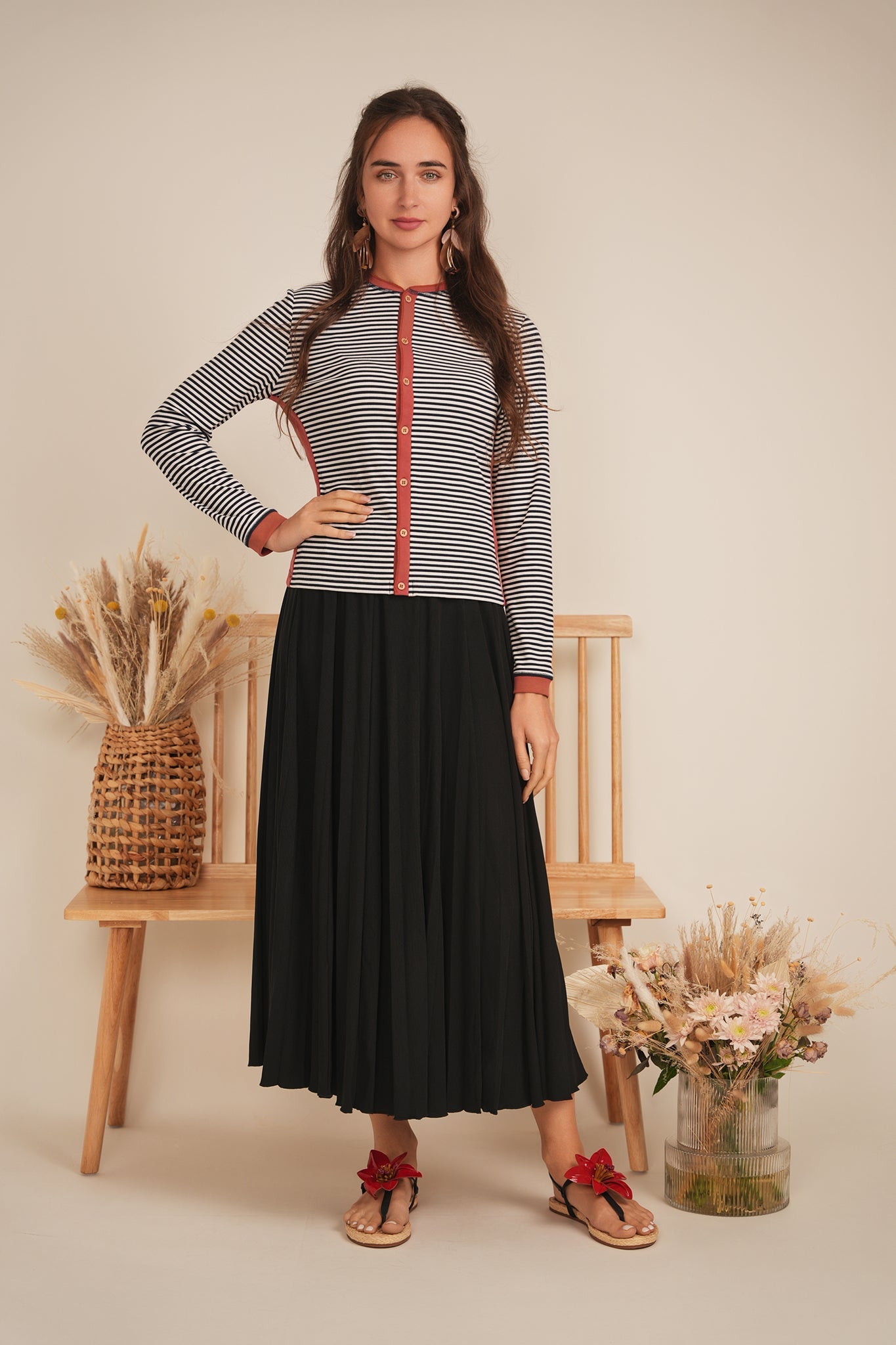 Striped Ribbed Contrast Cardigan