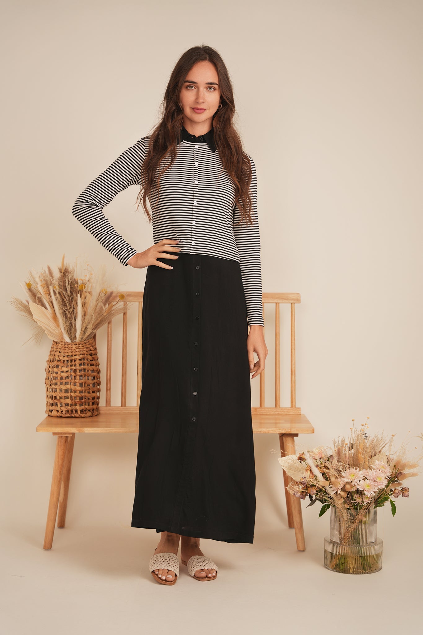 Cropped Striped Cardigan Tee