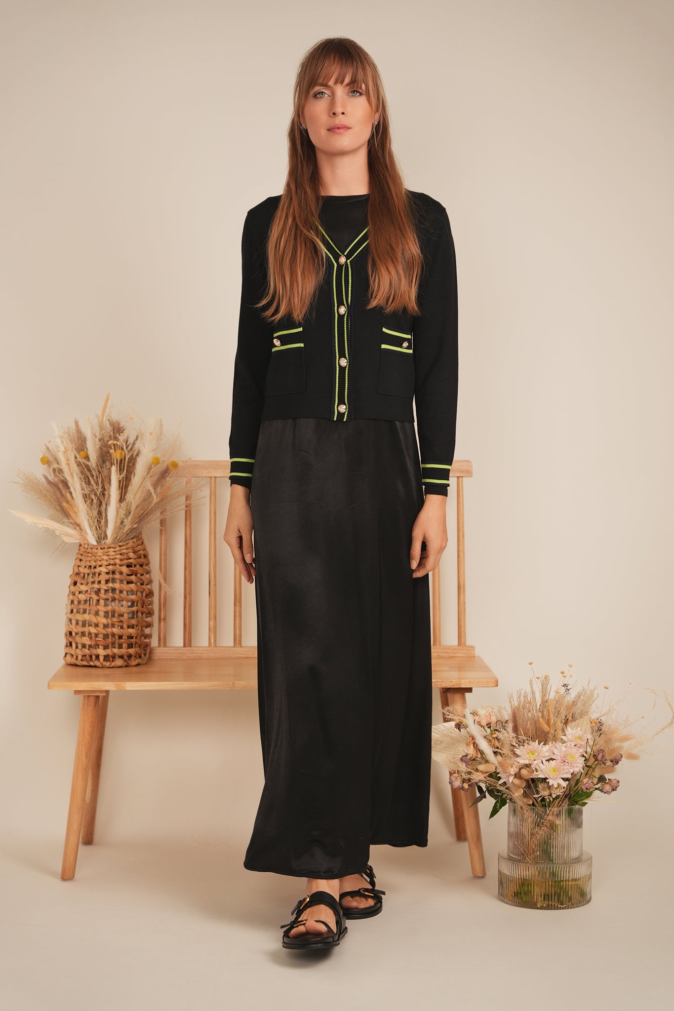 Knit Contrast Stripe Cardigan