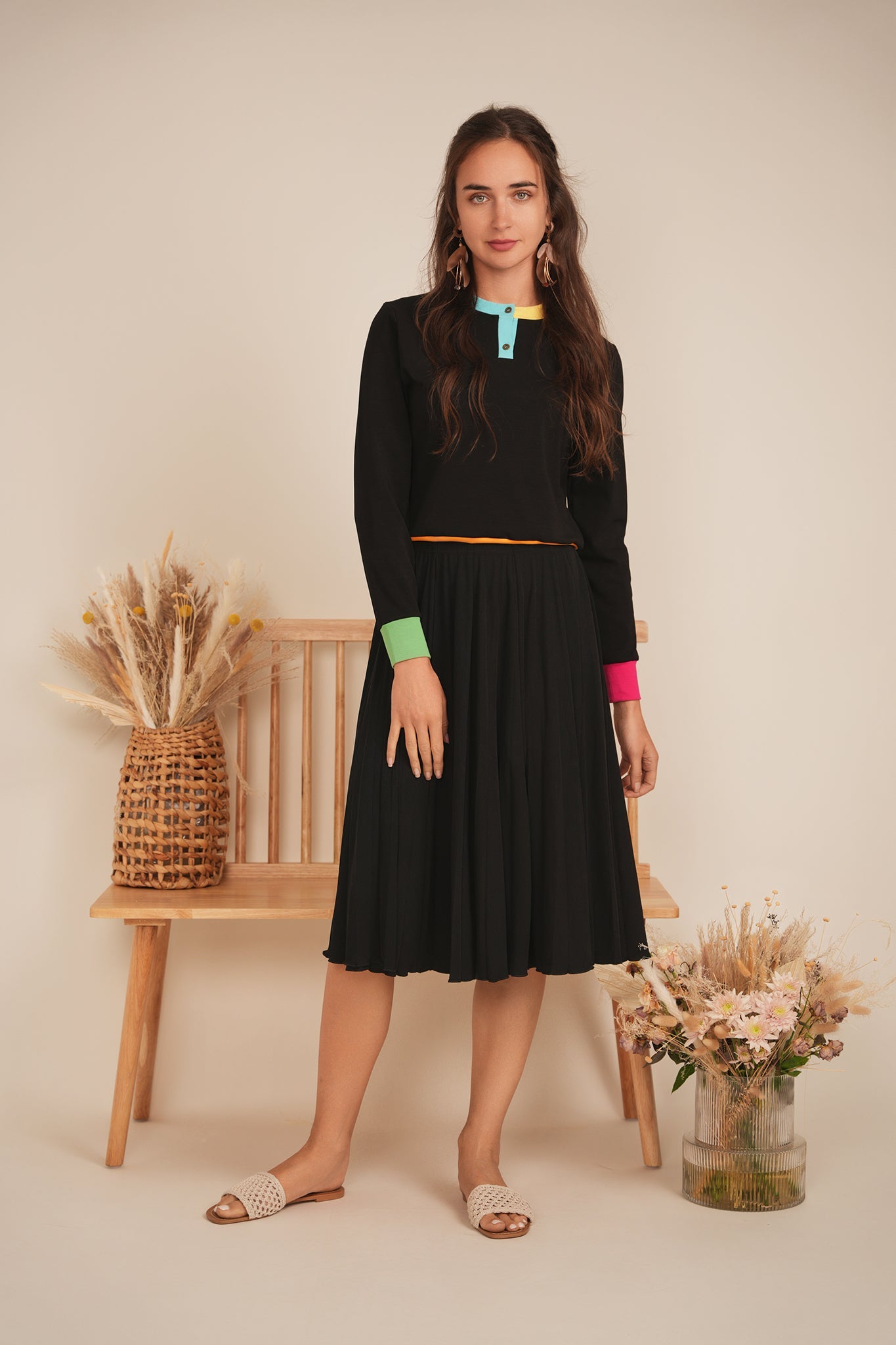 Color Blocked Henley Tee