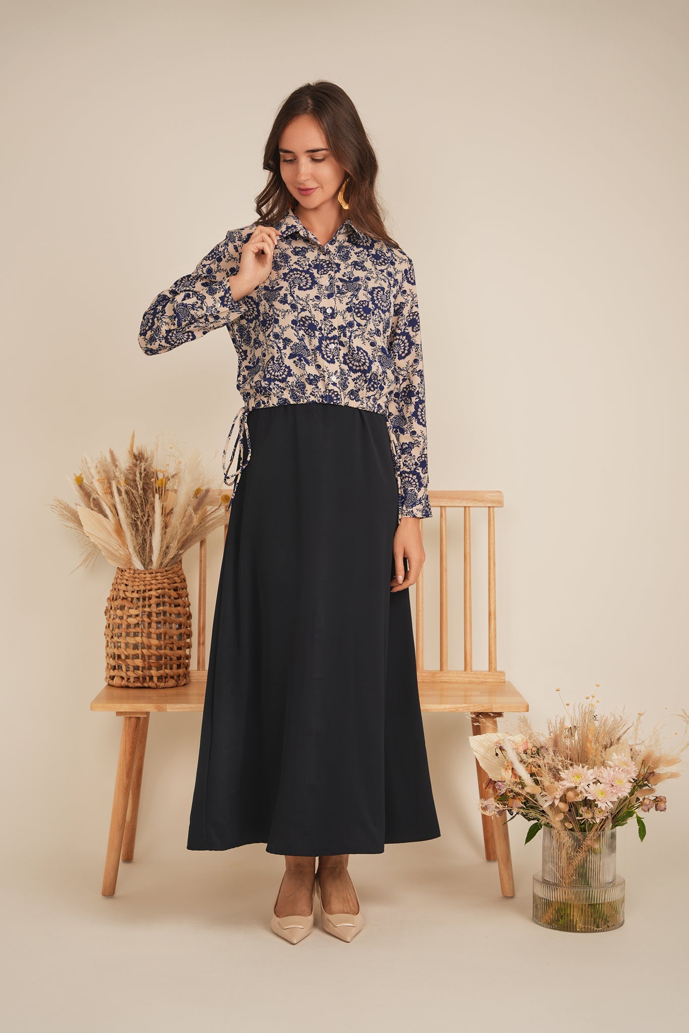 Cropped Printed Chiffon Blouse