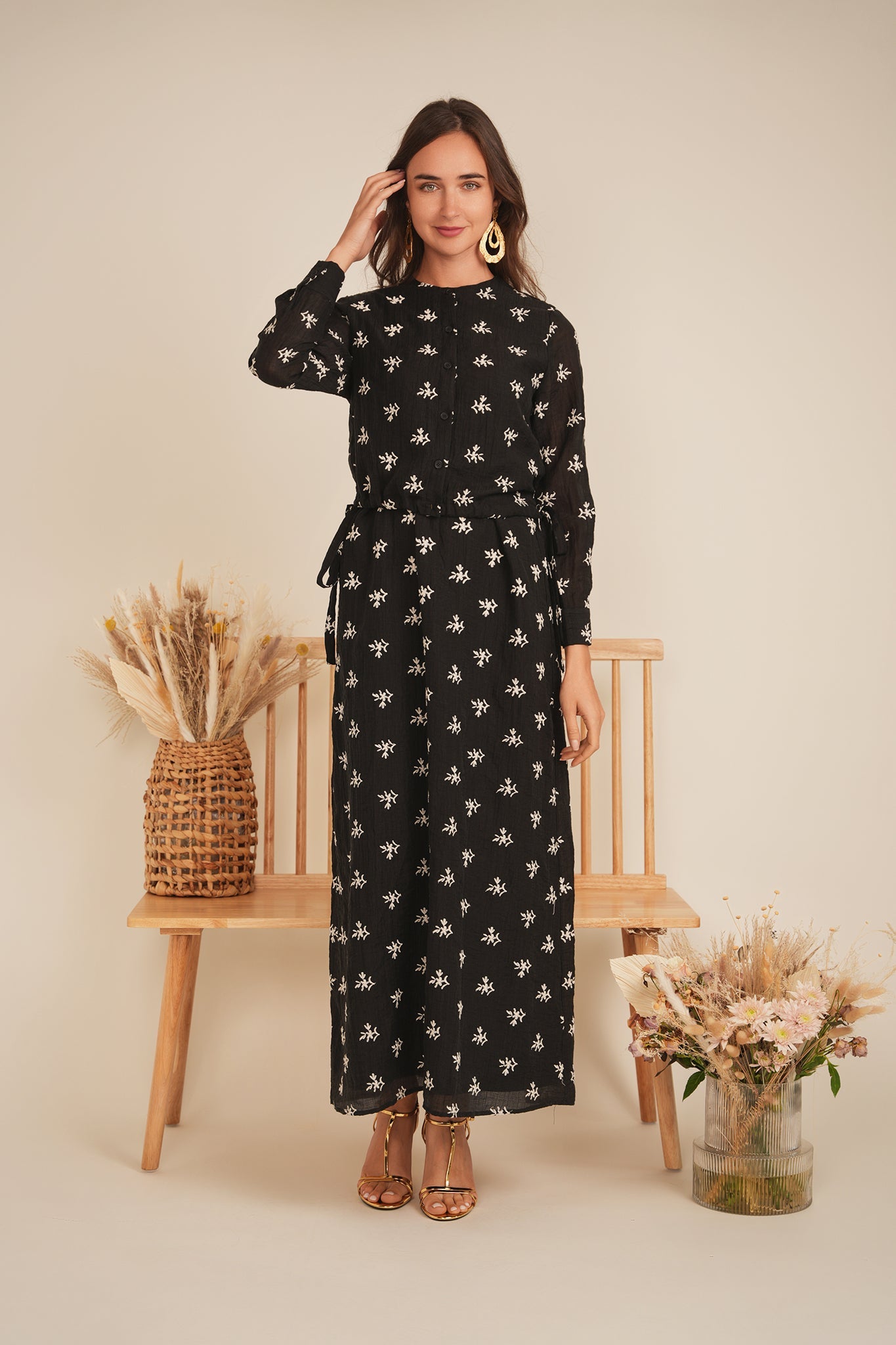 Embroidered Tulle Midi Jumper