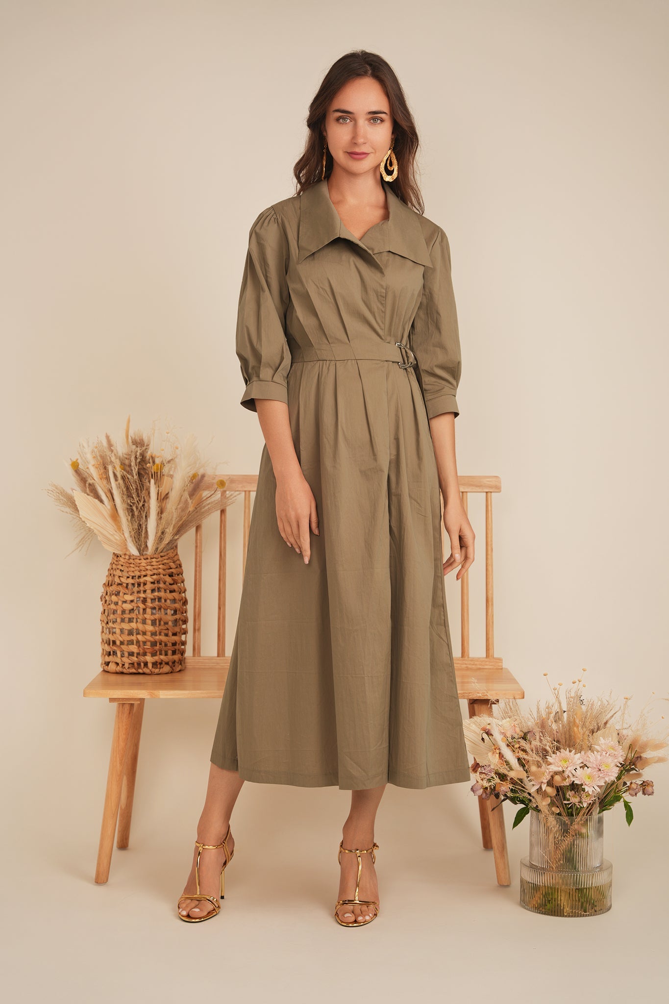 Cotton Midi Wrap Dress