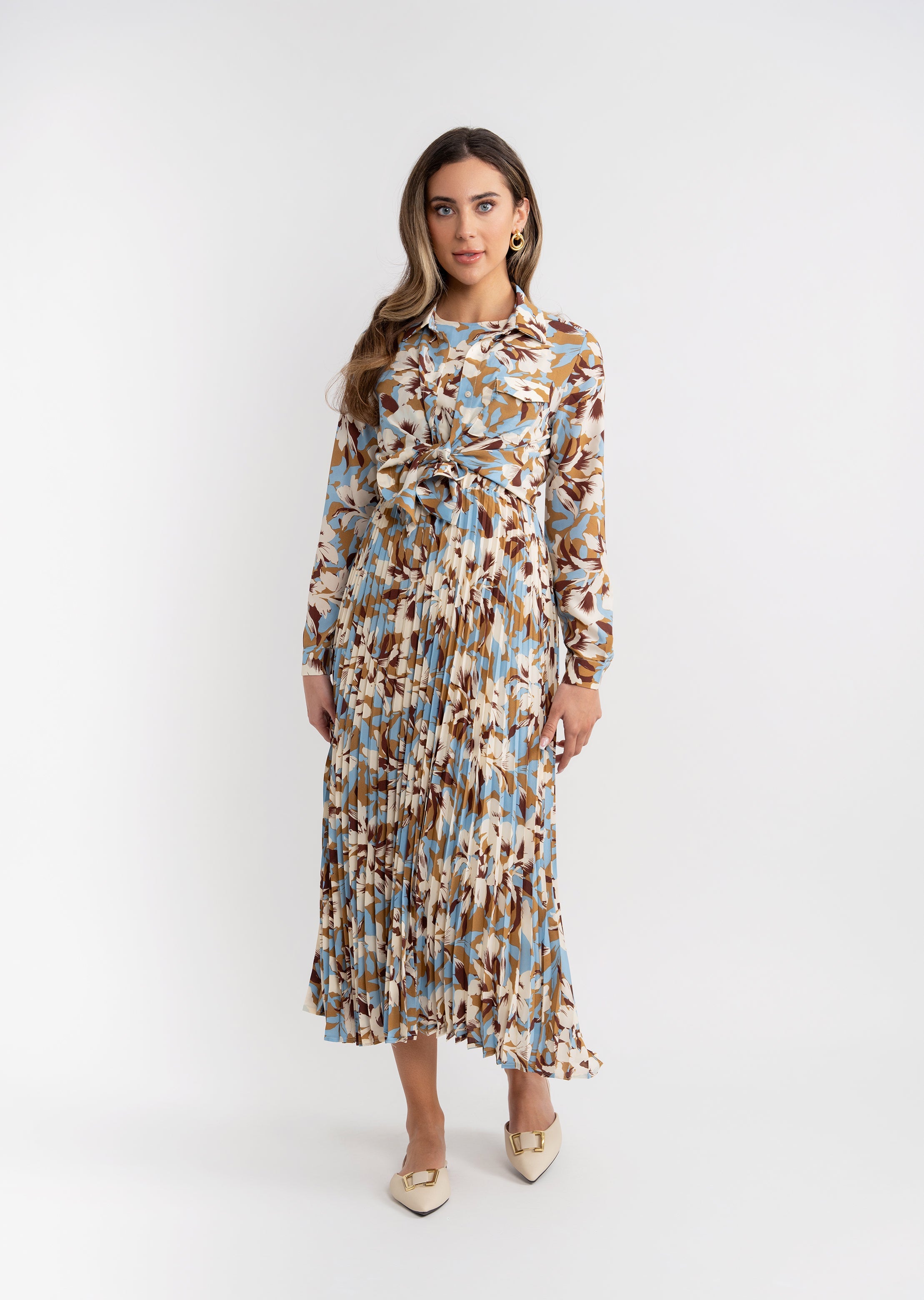 Pleated jumper with Blouse Set