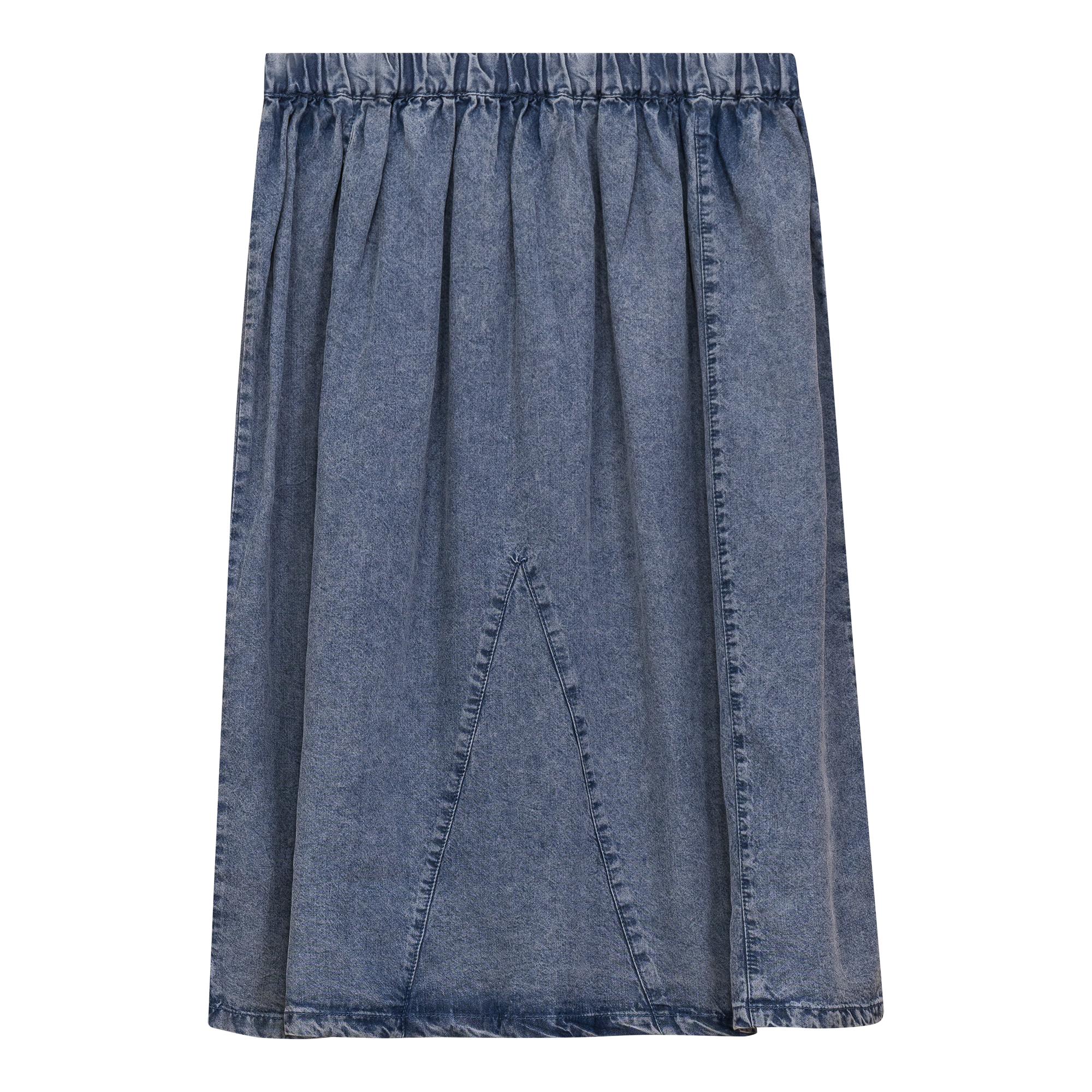 Washed Denim Midi Skirt