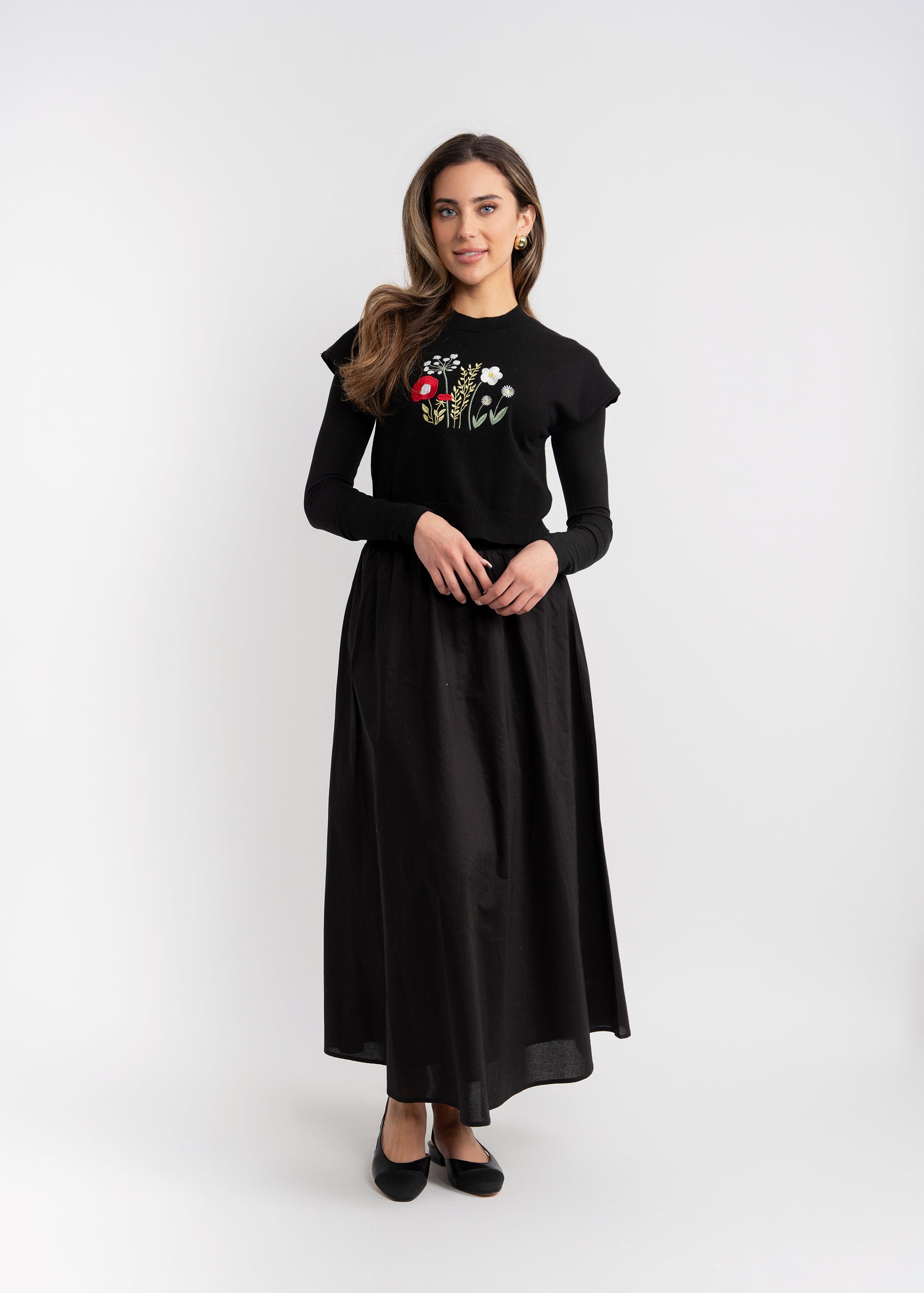 Floral Embroidered Crop Vest