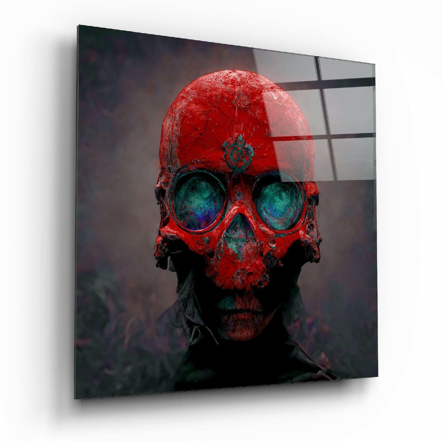 Red Head Glass Wall Art  || Designer Collection