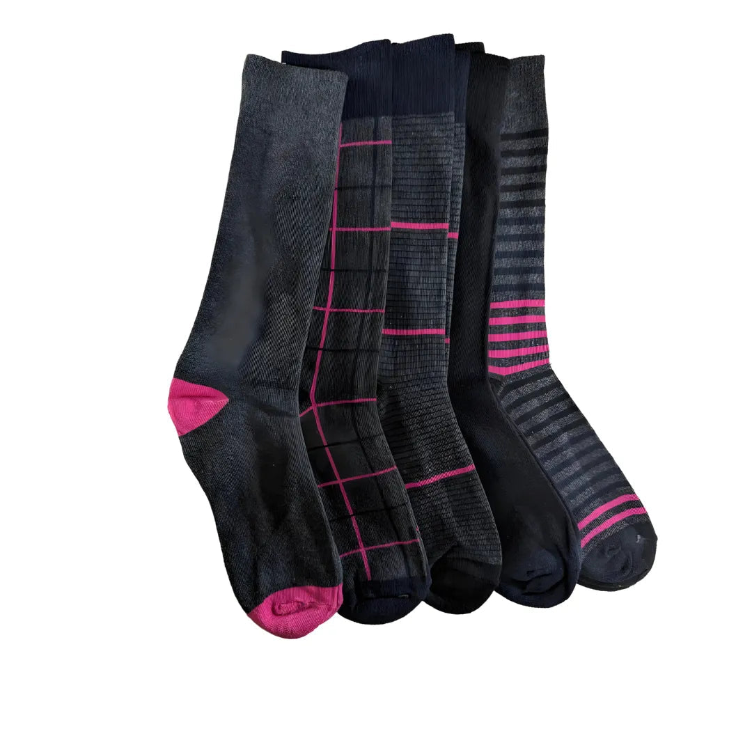 5 Pair Men&amp;#39;s Casual/Dress Socks One Size Adults Fashionable Patterns