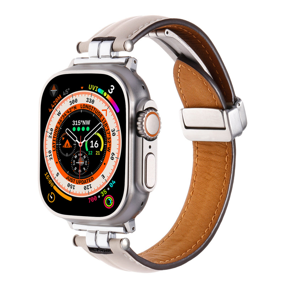 Professional Magnetic Leather Band for Apple Watch - Adjustable Stainless Steel Buckle, Stylish for Men &amp;amp; Women