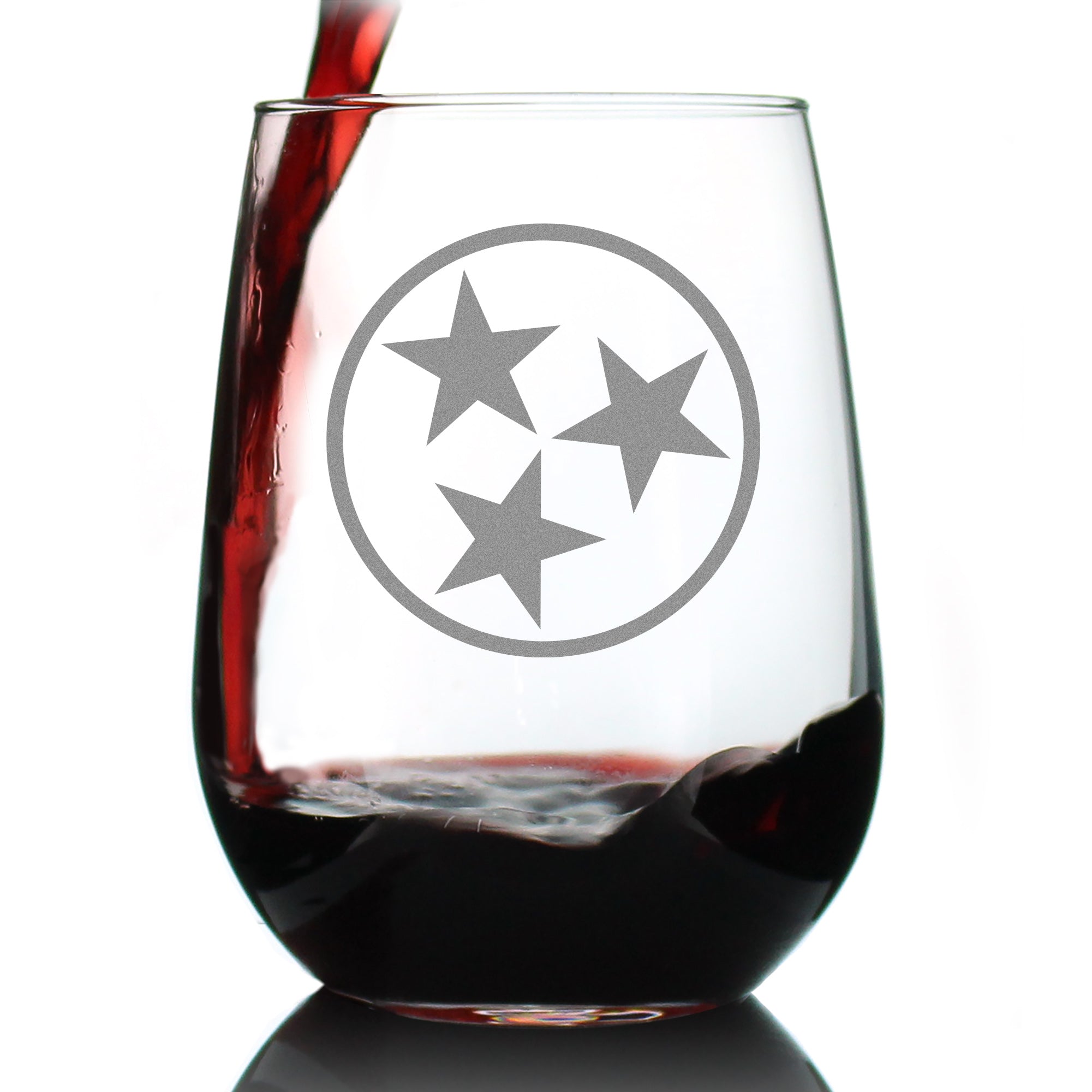 Tennessee Flag Stemless Wine Glass - State Themed Drinking Decor and Gifts for Tennessean Women &amp;amp; Men - Large 17 Oz Glasses