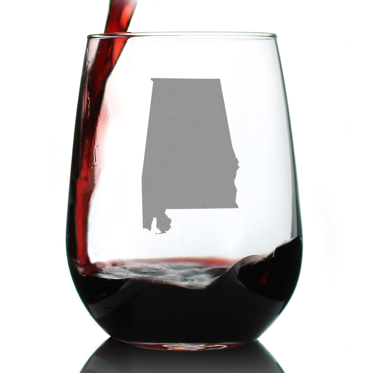 Alabama State Outline Stemless Wine Glass - State Themed Drinking Decor and Gifts for Alabaman Women &amp;amp; Men - Large 17 Oz Glasses
