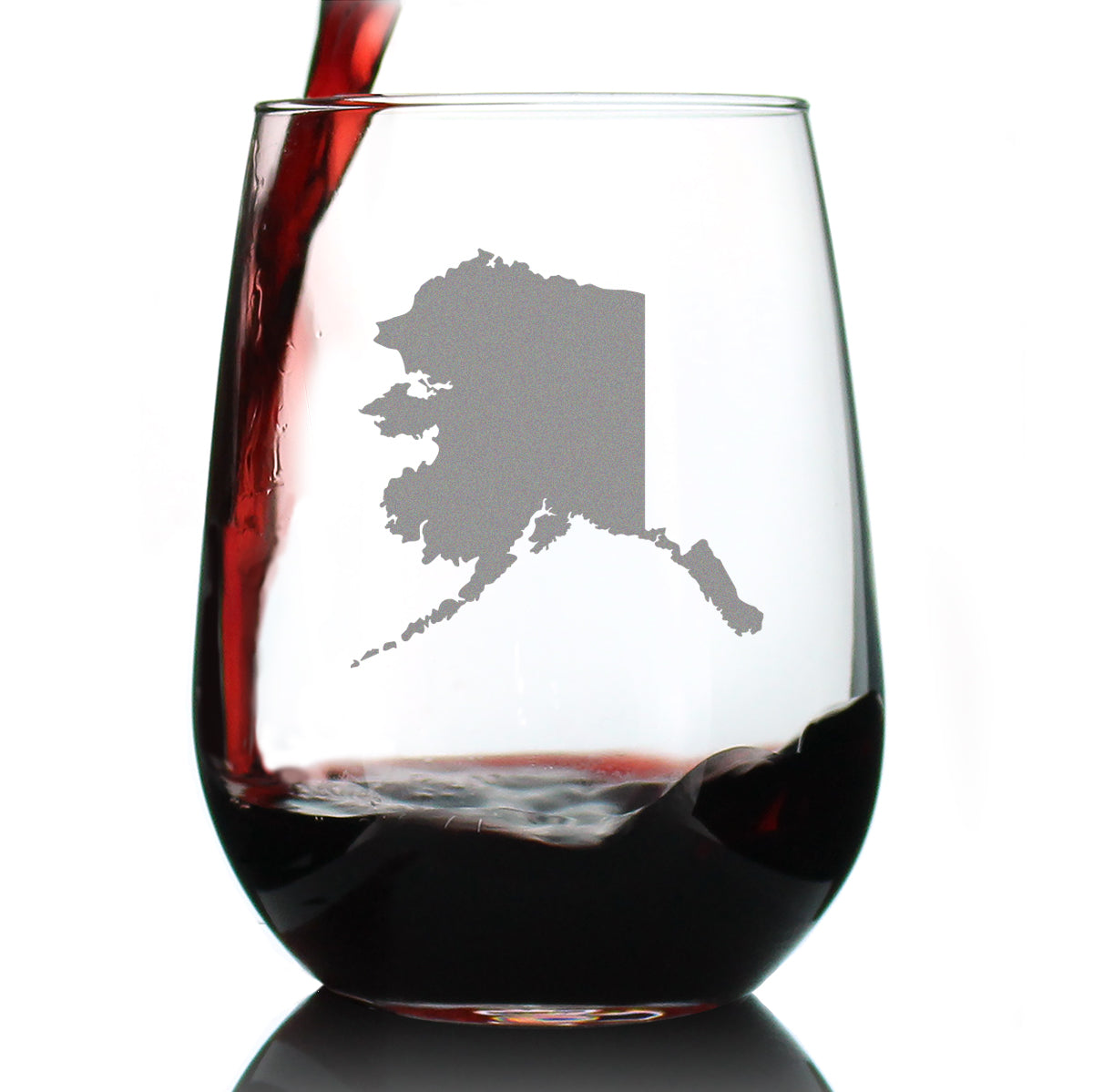 Alaska State Outline Stemless Wine Glass - State Themed Drinking Decor and Gifts for Alaskan Women &amp;amp; Men - Large 17 Oz Glasses