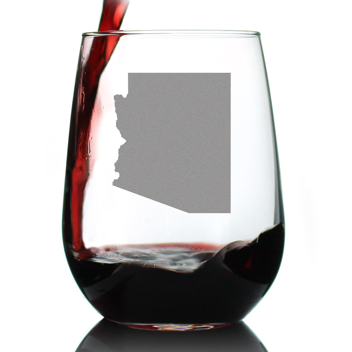 Arizona State Outline Stemless Wine Glass - State Themed Drinking Decor and Gifts for Arizonan Women &amp;amp; Men - Large 17 Oz Glasses