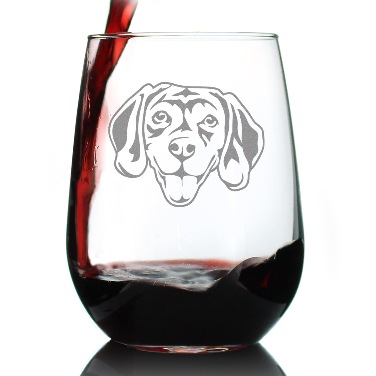 Happy Beagle Stemless Wine Glass - Cute Dog Themed Decor and Gifts for Moms &amp;amp; Dads of Beagles - Large 17 Oz Glasses
