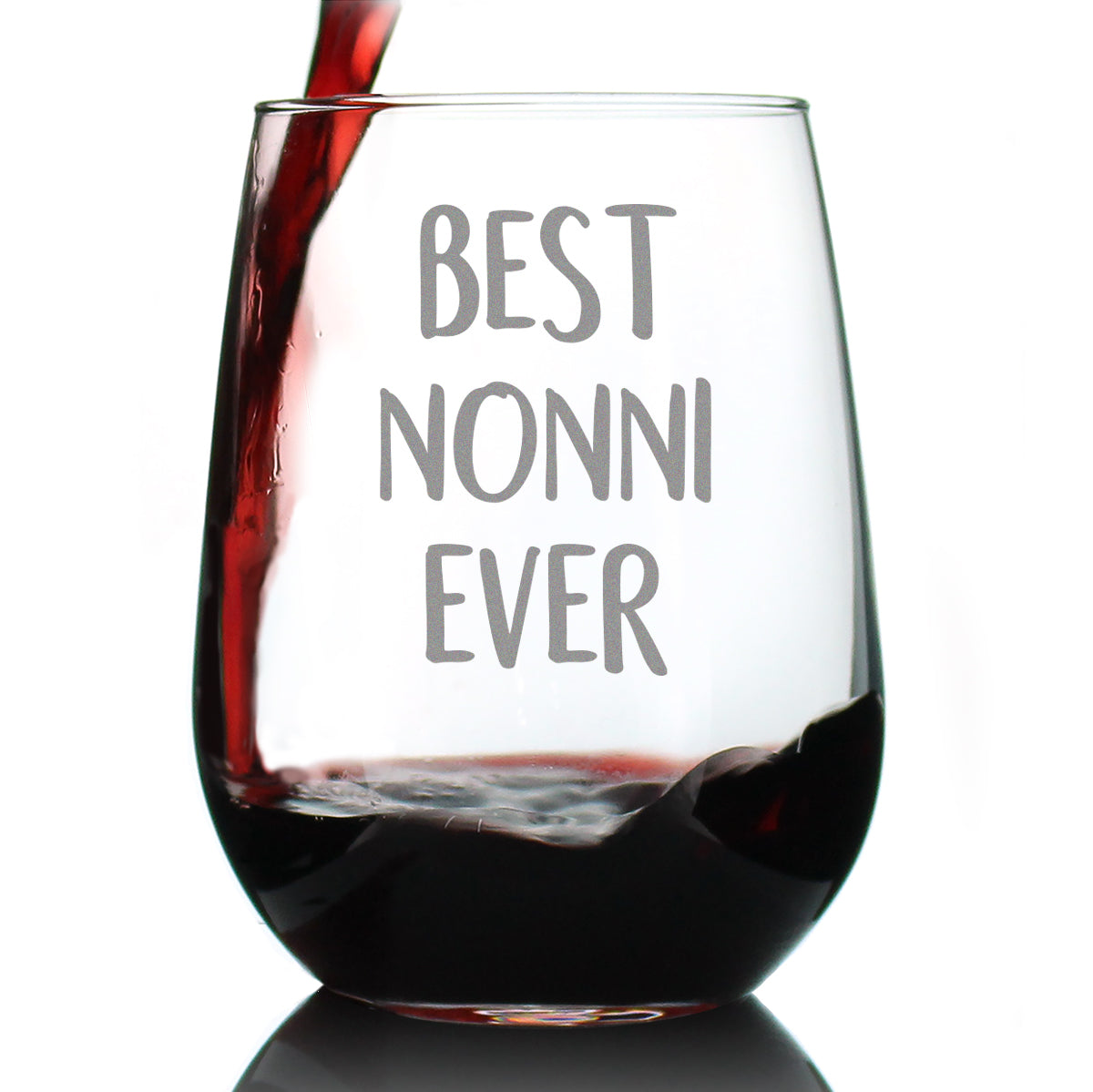 Best Nonni Ever Cute Stemless Wine Glass, Large 17 Ounce Size, Etched Sayings, Mother&amp;#39;s Day or Birthday Gift for Grandma