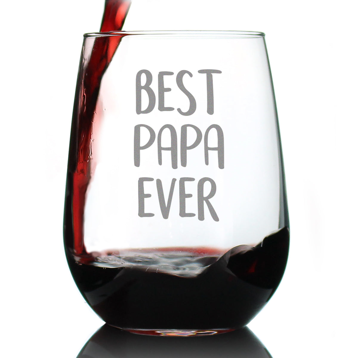 Best Papa Ever Cute Stemless Wine Glass, Large 17 Ounce Size, Etched Sayings, Father&amp;#39;s Day or Birthday Gift for Grandpa