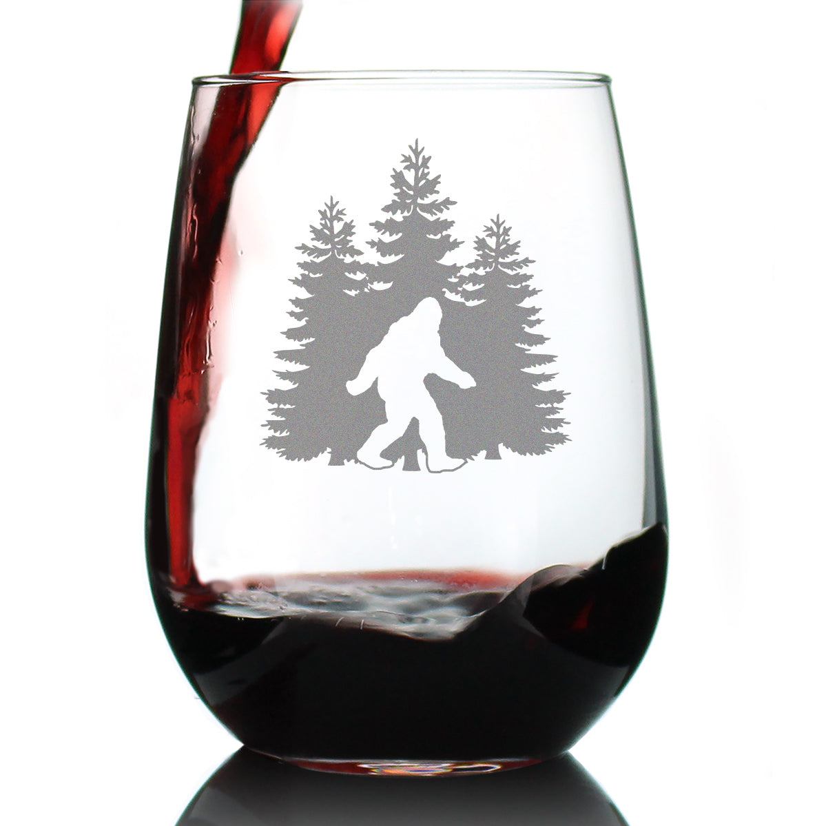 Bigfoot Engraved Stemless Wine Glass, Unique Sasquatch Themed Gifts, Funny Gift Idea for Outdoorsmen