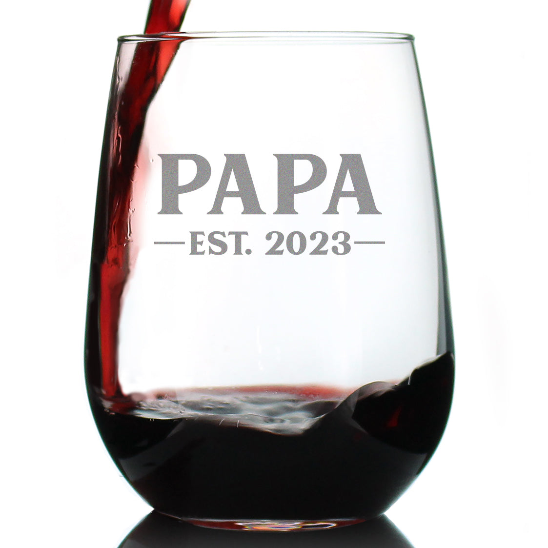 Papa Est. 2023 - Bold - 17 Ounce Stemless Wine Glass