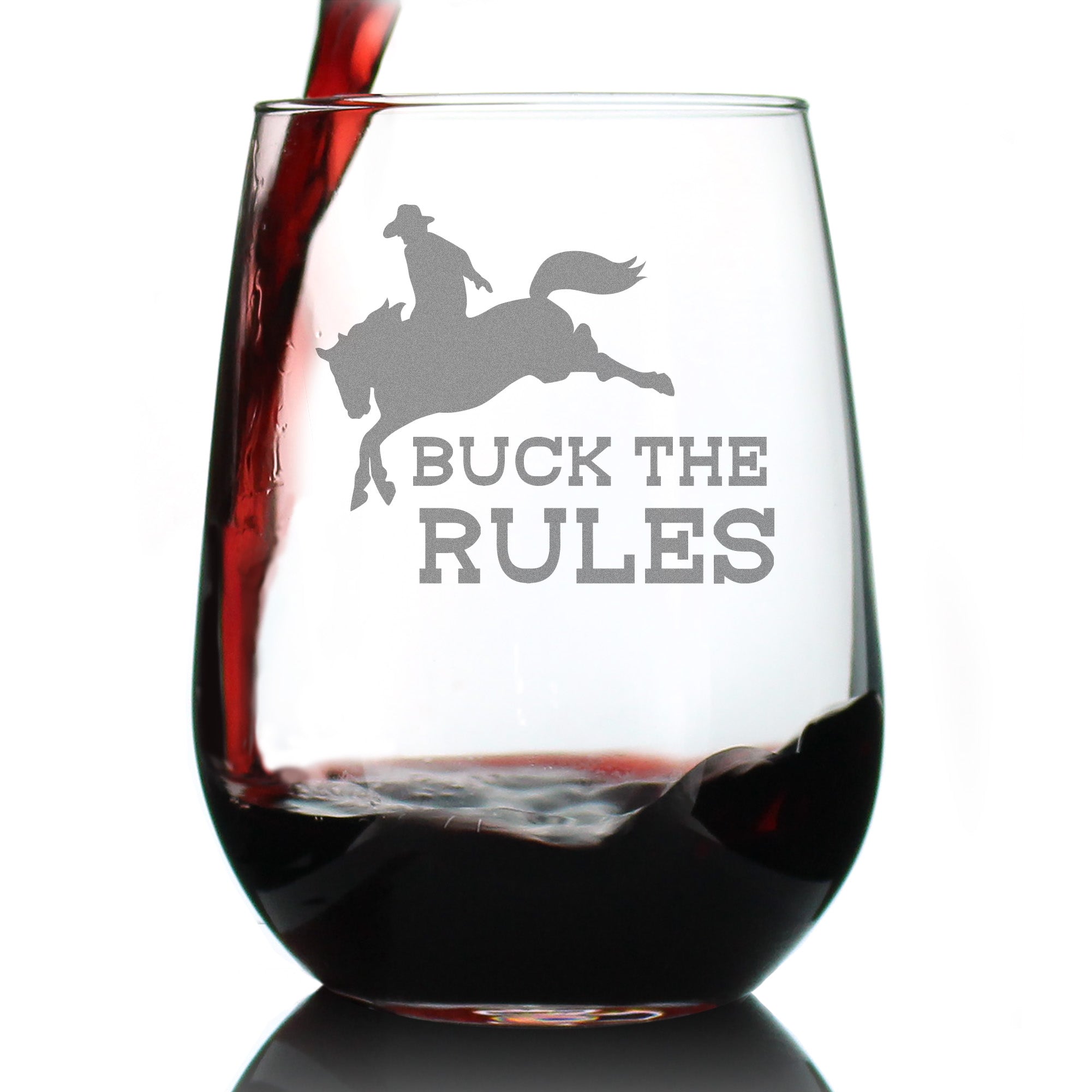 Buck the Rules - Funny Horse Stemless Wine Glass for Women &amp;amp; Men - Cute Funny Bday Glasses for Lovers of Horses