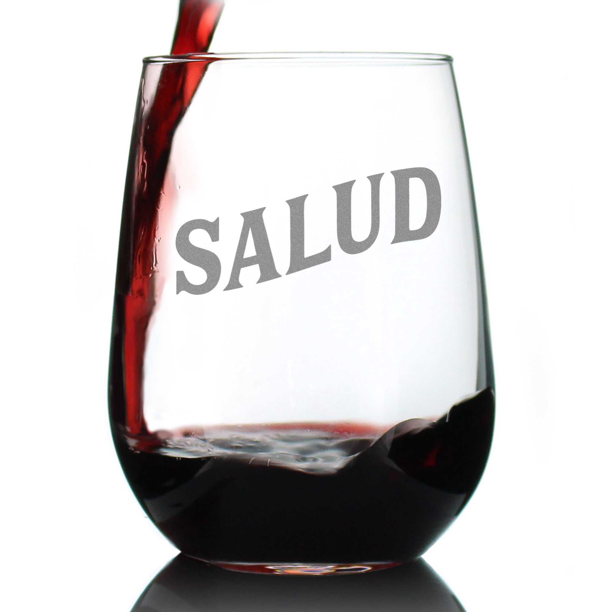 Salud - Spanish Cheers - Stemless Wine Glass - Cute Spain Themed Gifts or Party Decor for Women and Men - Large