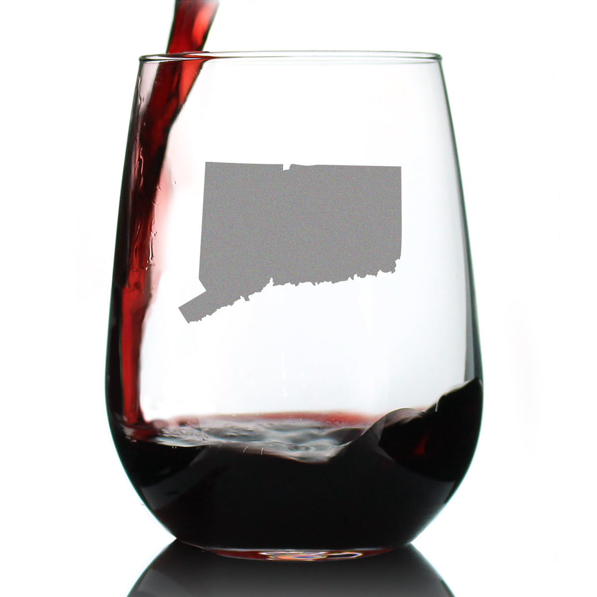 Connecticut State Outline Stemless Wine Glass - State Themed Drinking Decor and Gifts for Connecticuters and Nutmegger Women &amp;amp; Men - Large 17 Oz Glasses