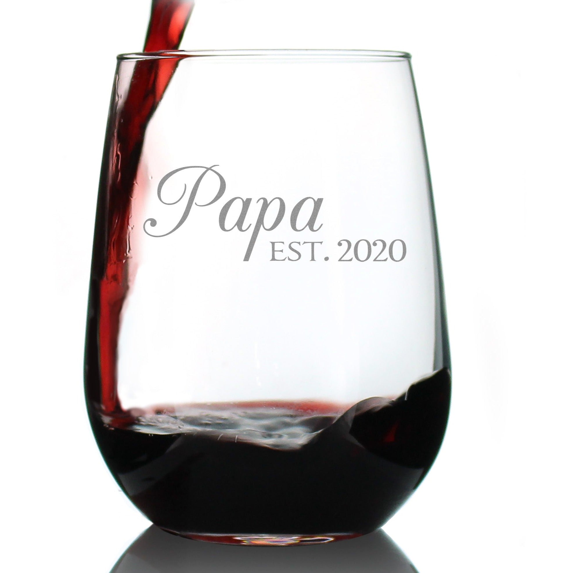 Papa Est. 2020 - 17 Ounce Stemless Wine Glass