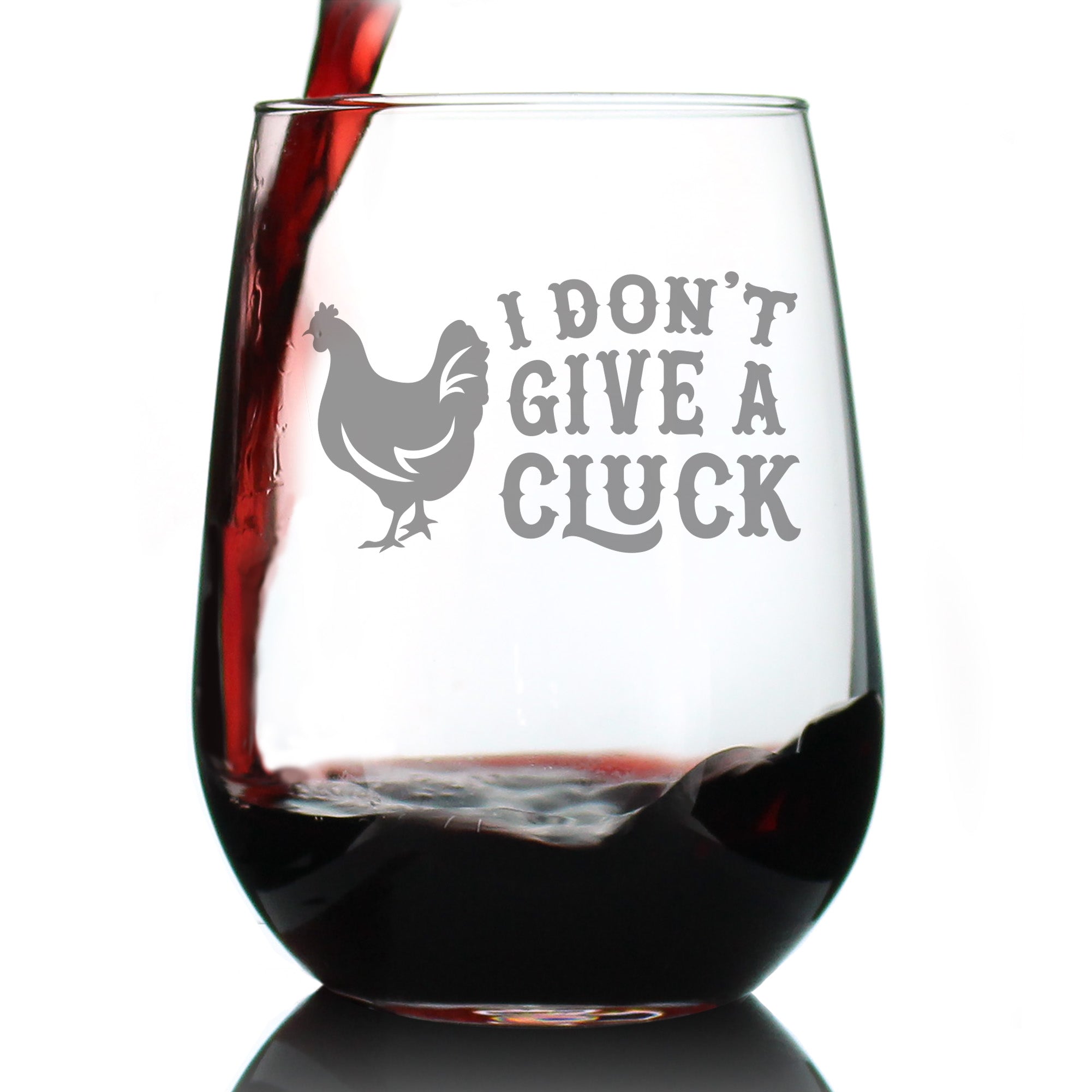 Don&amp;#39;t Give a Cluck - Stemless Chicken Wine Glass for Women - Cute Funny Wine Gift Idea - Unique Personalized Glasses for Birthday