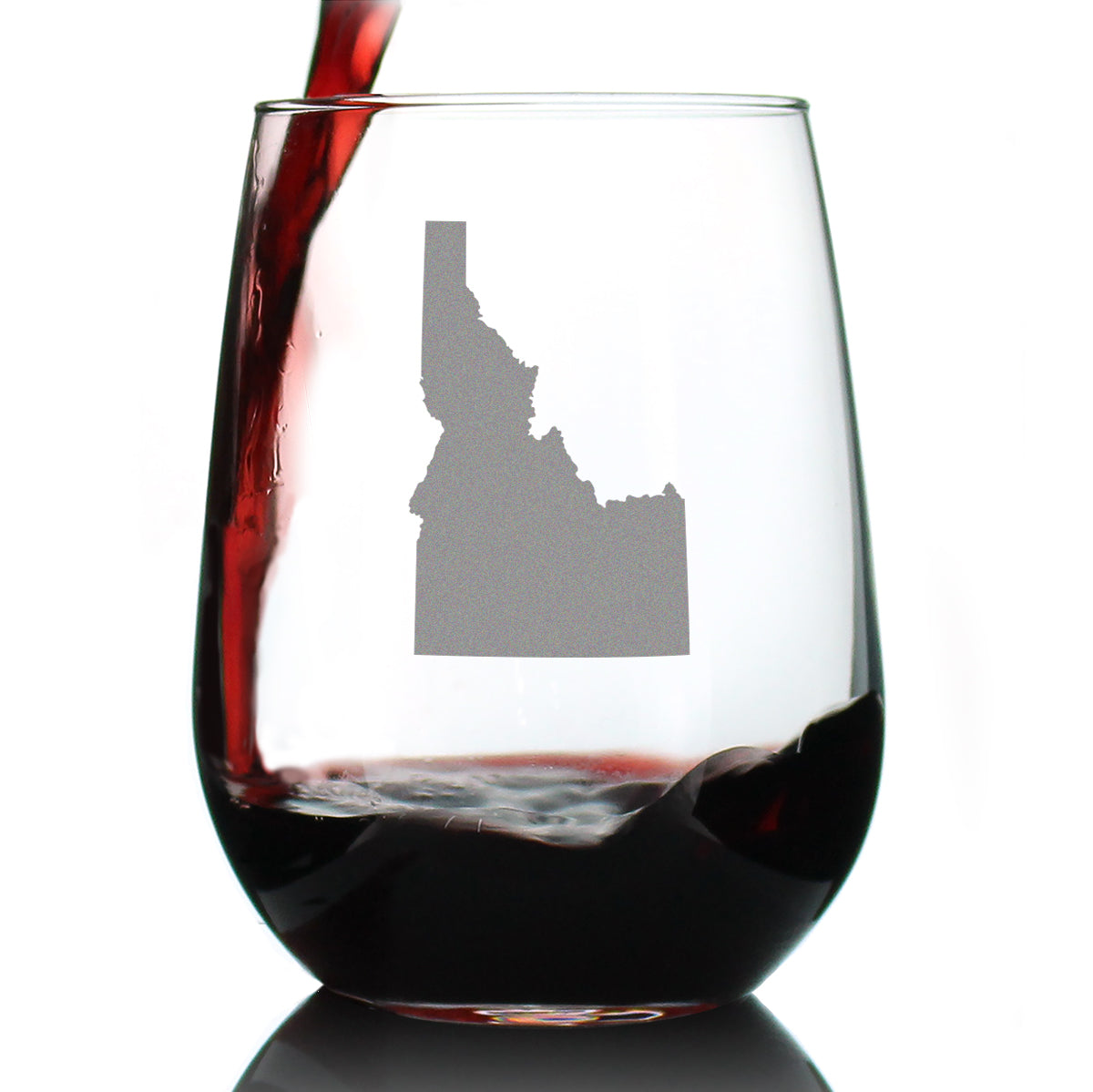 Idaho State Outline Stemless Wine Glass - State Themed Drinking Decor and Gifts for Idahoan Women &amp;amp; Men - Large 17 Oz Glasses
