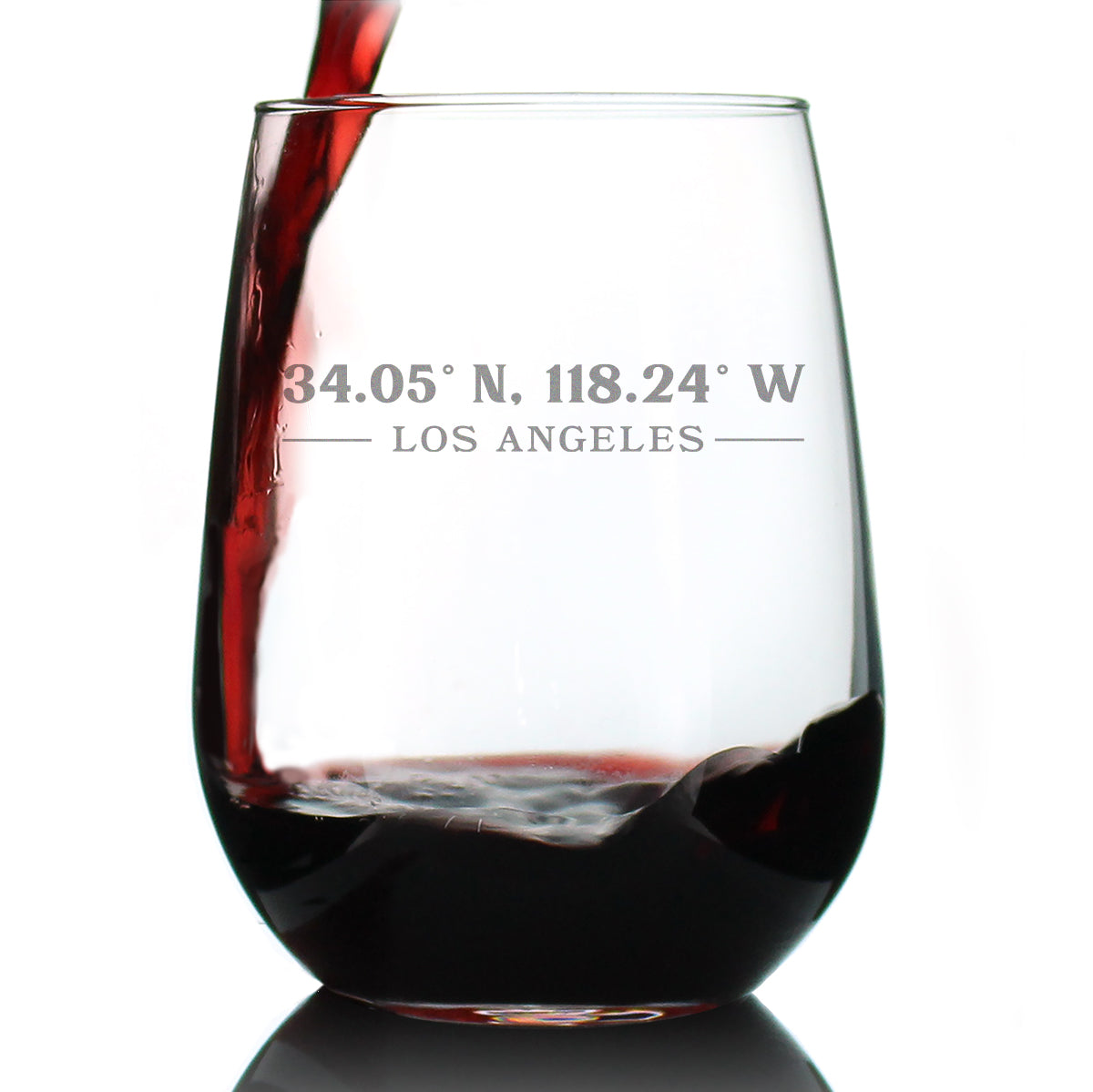 Los Angeles Coordinates - 17 Ounce Stemless Wine Glass