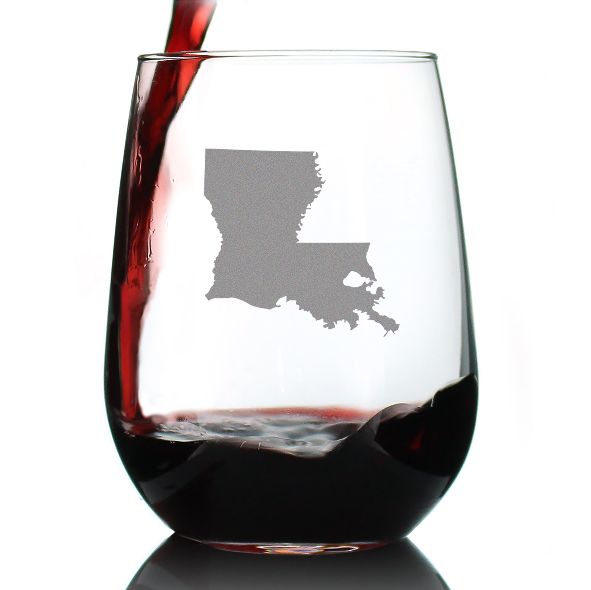 Louisiana State Outline Stemless Wine Glass - State Themed Drinking Decor and Gifts for Louisianian Women &amp;amp; Men - Large 17 Oz Glasses