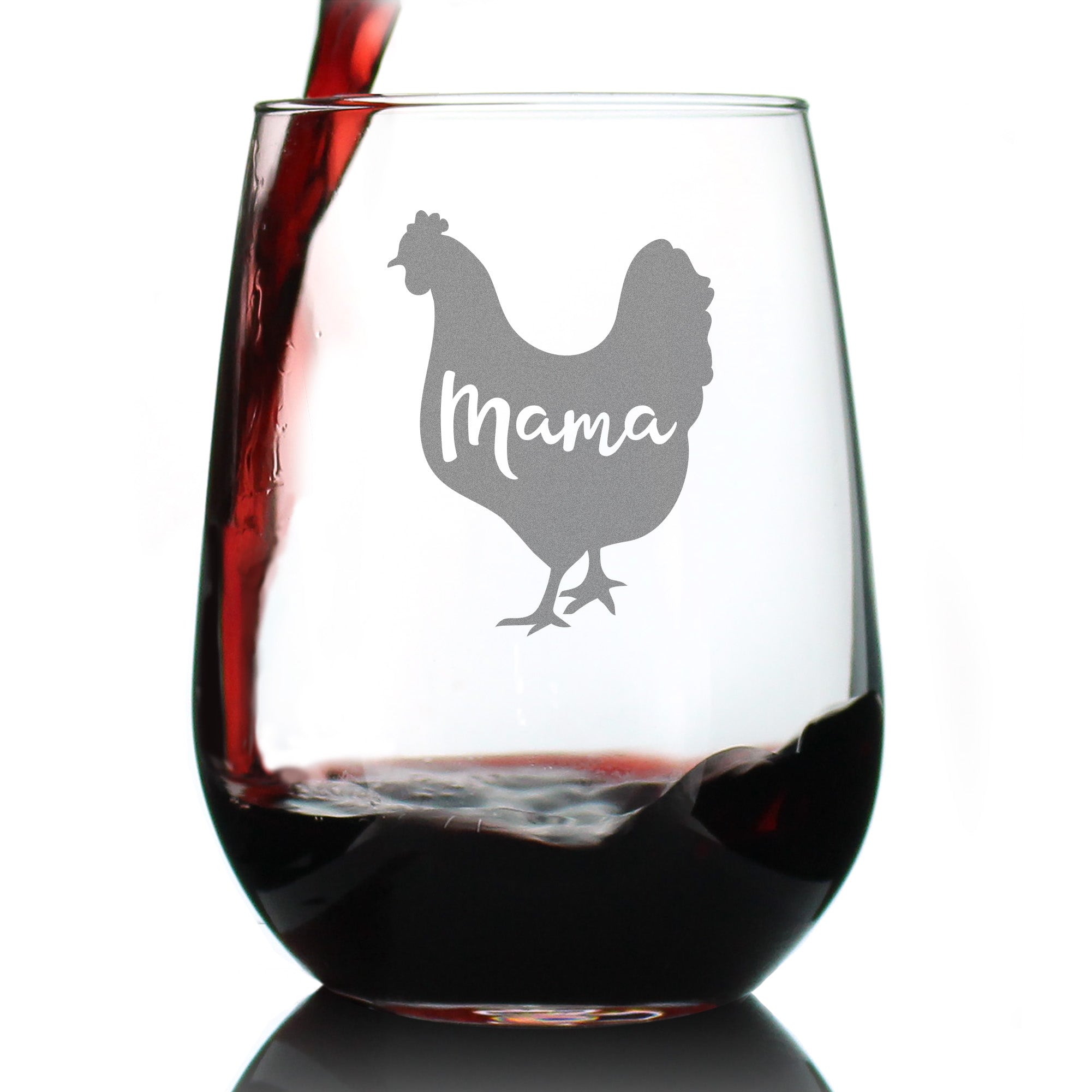 Mama Hen - Stemless Wine Glass for Mom - Cute Funny Wine Gift Idea - Unique Personalized Glasses for Mother&amp;#39;s Day or Birthday