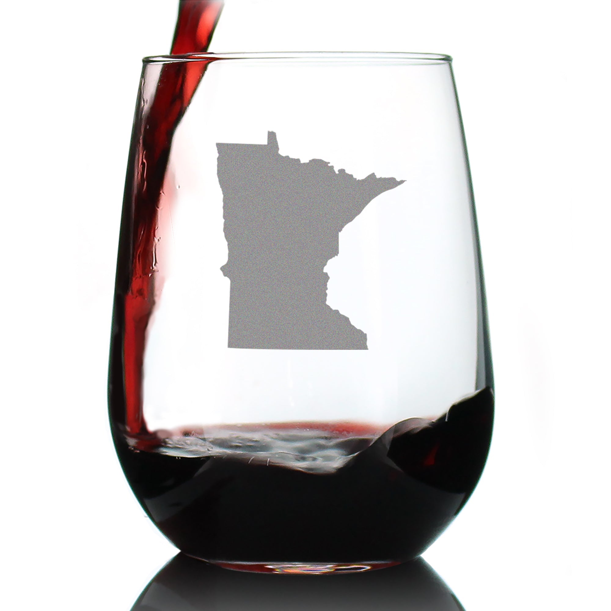 Minnesota State Outline Stemless Wine Glass - State Themed Drinking Decor and Gifts for Minnesotan Women &amp;amp; Men - Large 17 Oz Glasses
