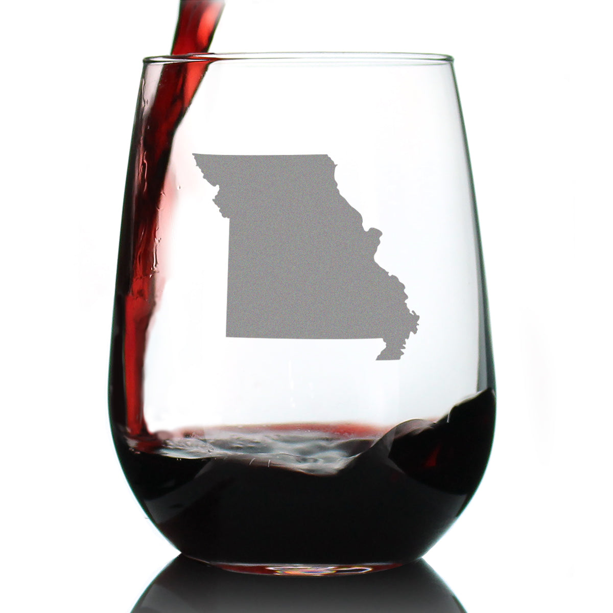 Missouri State Outline Stemless Wine Glass - State Themed Drinking Decor and Gifts for Missourian Women &amp;amp; Men - Large 17 Oz Glasses