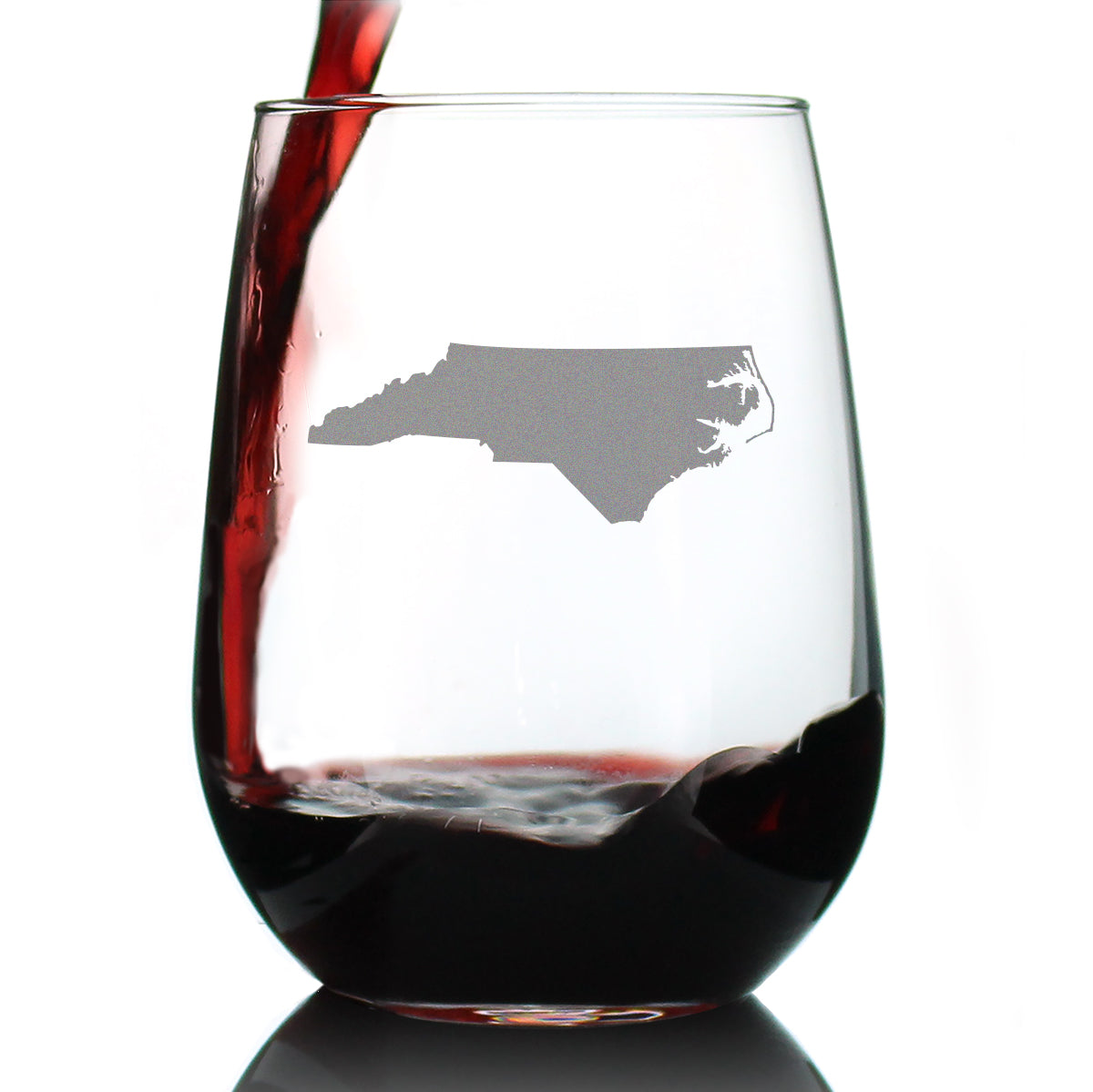 North Carolina State Outline Stemless Wine Glass - State Themed Drinking Decor and Gifts for North Carolinian Women &amp;amp; Men - Large 17 Oz Glasses