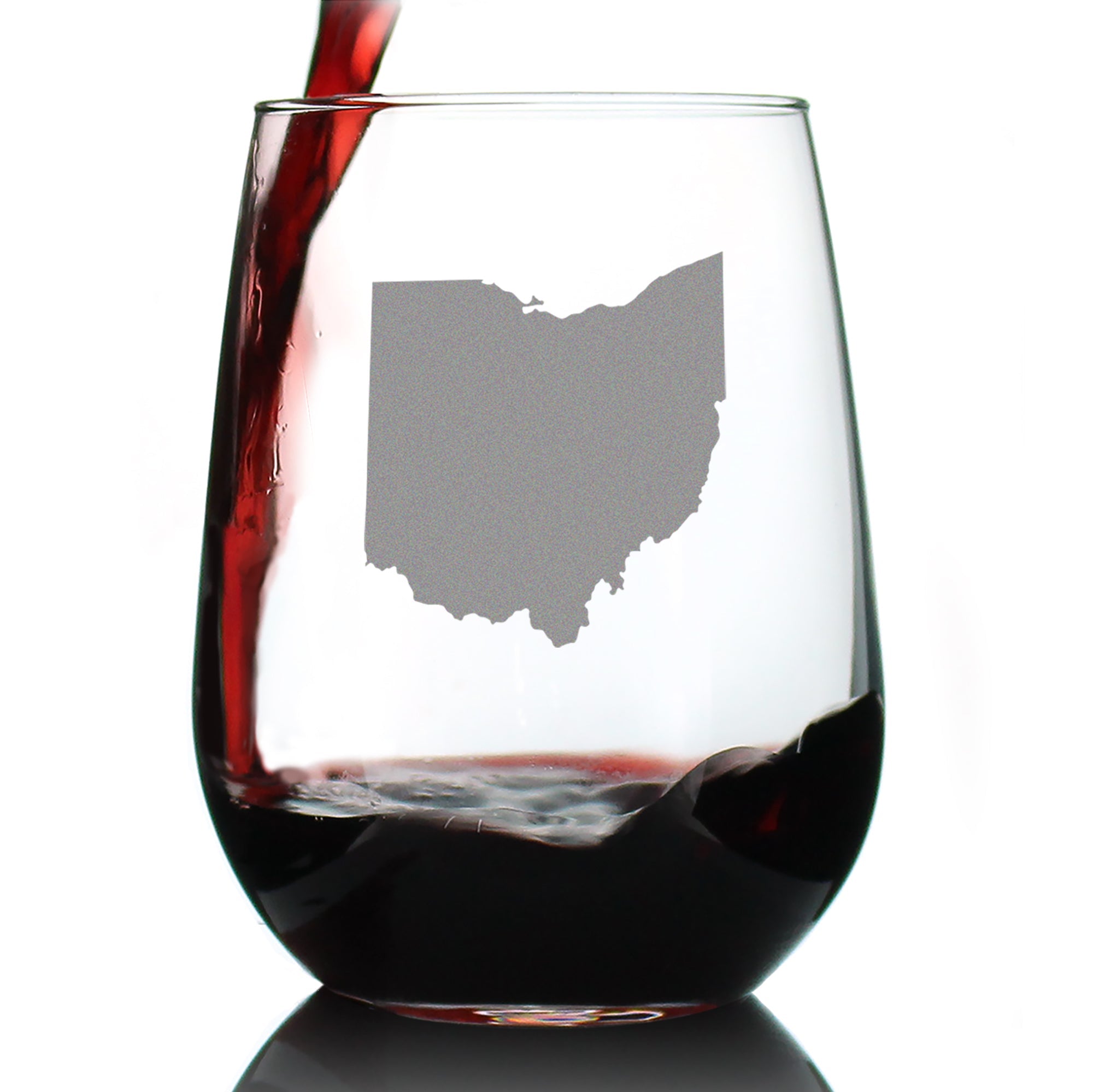 Ohio State Outline Stemless Wine Glass - State Themed Drinking Decor and Gifts for Ohioan Women &amp;amp; Men - Large 17 Oz Glasses