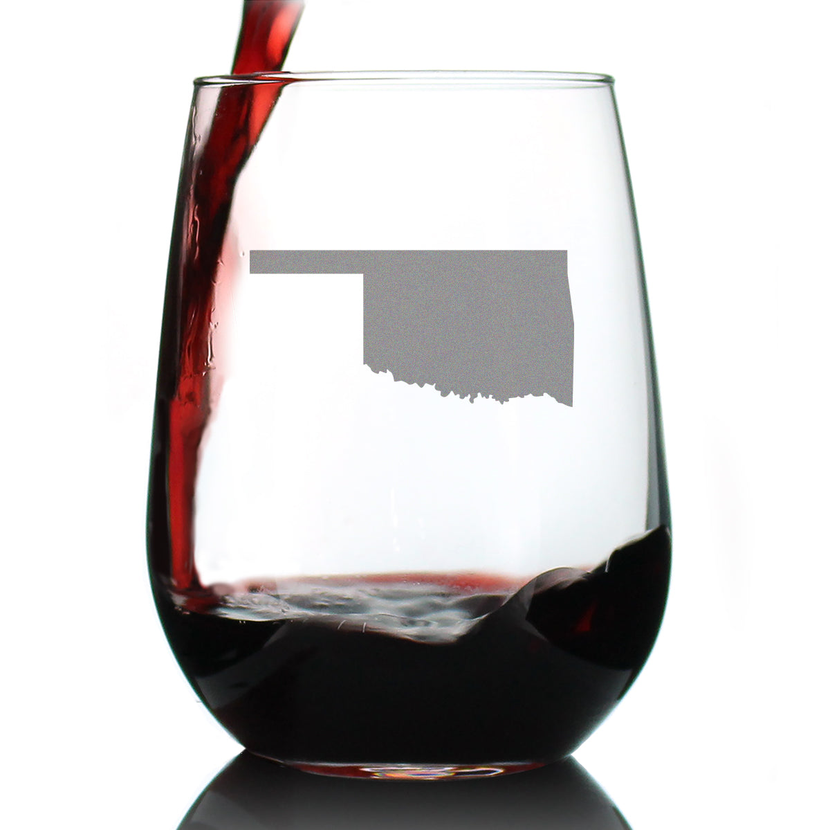 Oklahoma State Outline Stemless Wine Glass - State Themed Drinking Decor and Gifts for Oklahoman Women &amp;amp; Men - Large 17 Oz Glasses