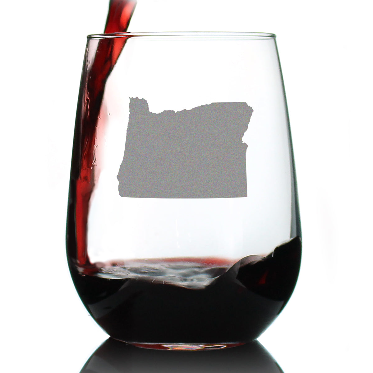 Oregon State Outline Stemless Wine Glass - State Themed Drinking Decor and Gifts for Oregonian Women &amp;amp; Men - Large 17 Oz Glasses