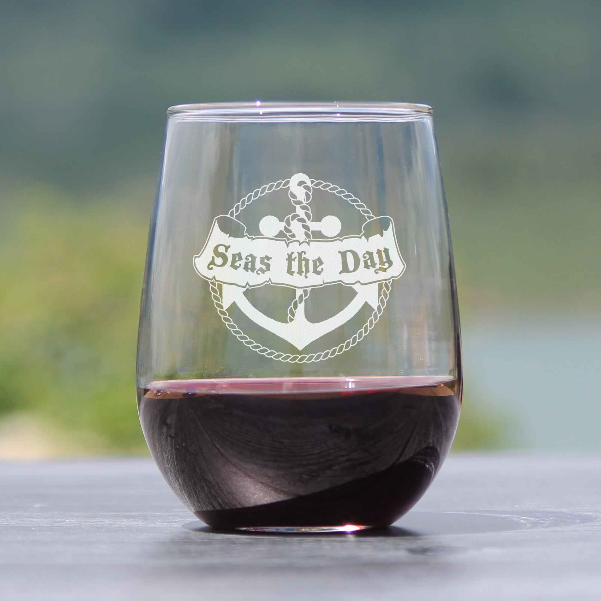 Seas the Day - 17 Ounce Stemless Wine Glass