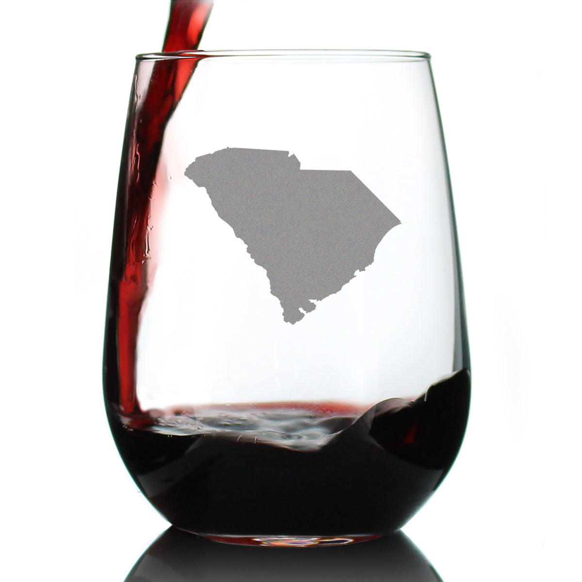 South Carolina State Outline Stemless Wine Glass - State Themed Drinking Decor and Gifts for South Carolinian Women &amp;amp; Men - Large 17 Oz Glasses