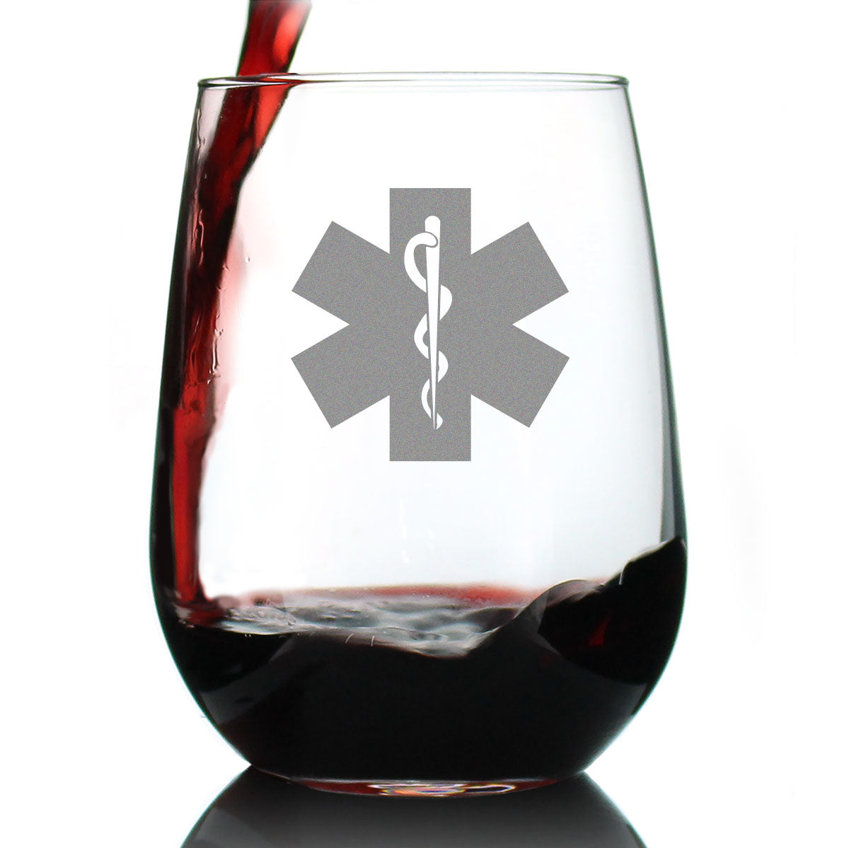 EMT Star of Life Stemless Wine Glass - EMS Themed Gifts for Paramedics and EMTS - Large 17 oz