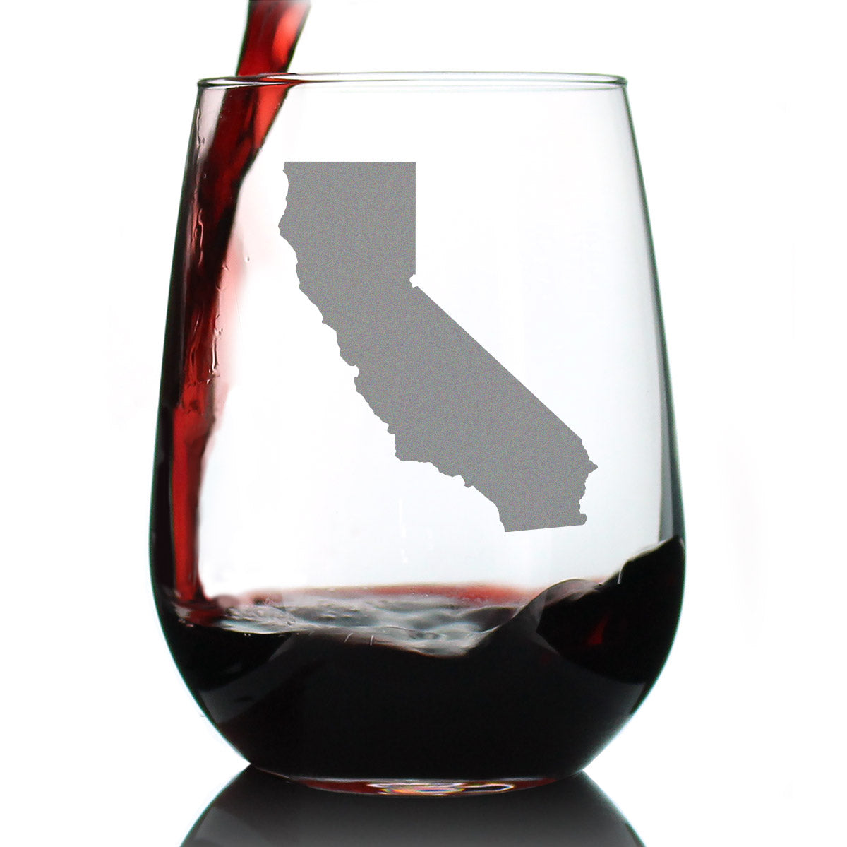 California State Outline Stemless Wine Glass - State Themed Drinking Decor and Gifts for Californian Women &amp;amp; Men - Large 17 Oz Glasses