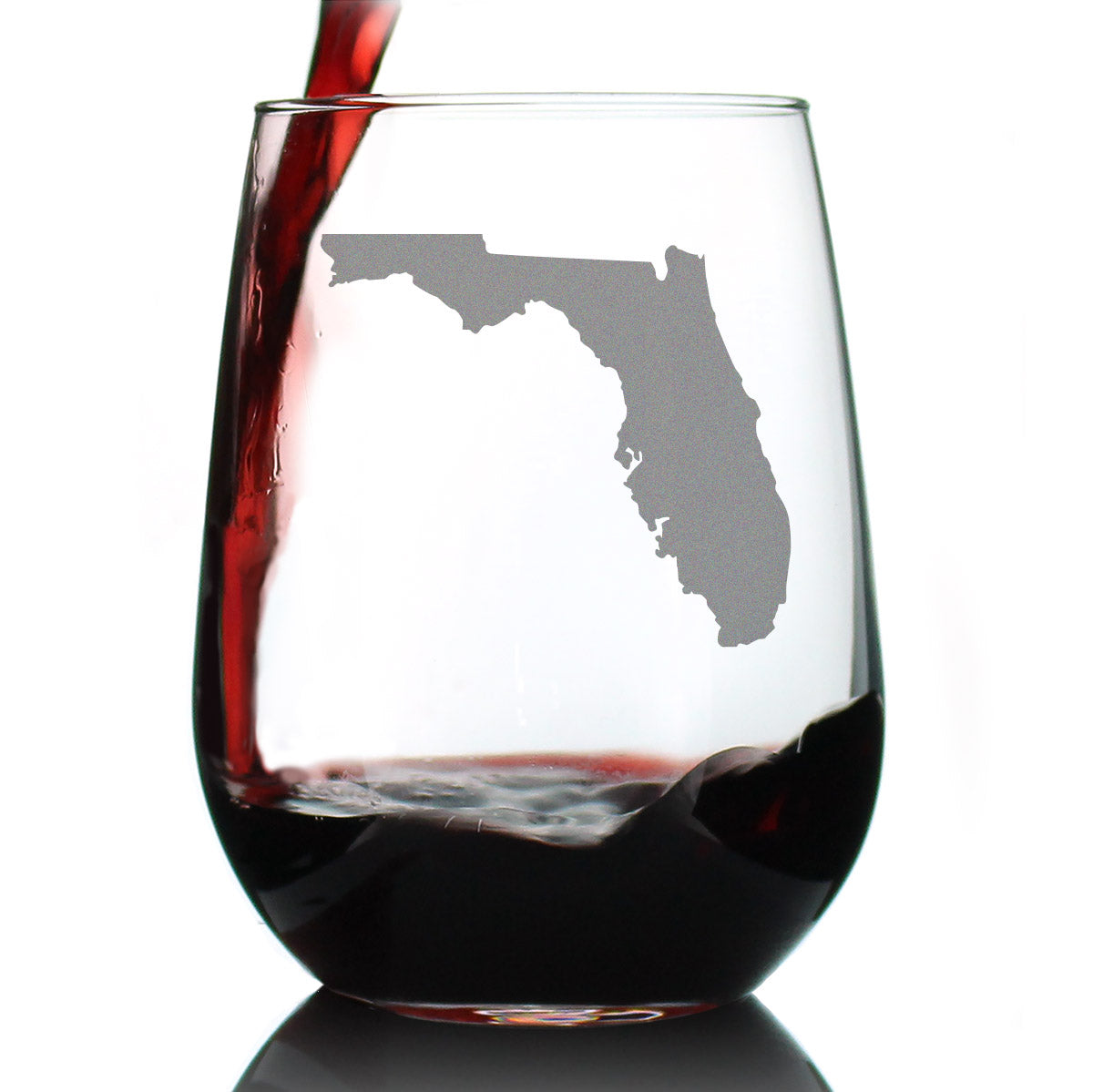 Florida State Outline Stemless Wine Glass - State Themed Drinking Decor and Gifts for Floridian Women &amp;amp; Men - Large 17 Oz Glasses