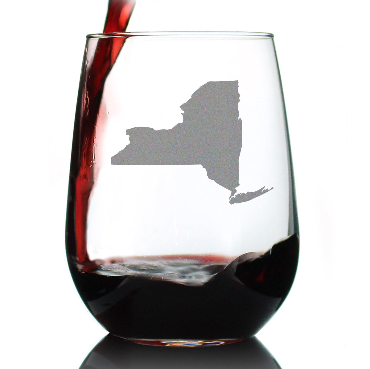 New York State Outline Stemless Wine Glass - State Themed Drinking Decor and Gifts for New Yorker Women &amp;amp; Men - Large 17 Oz Glasses