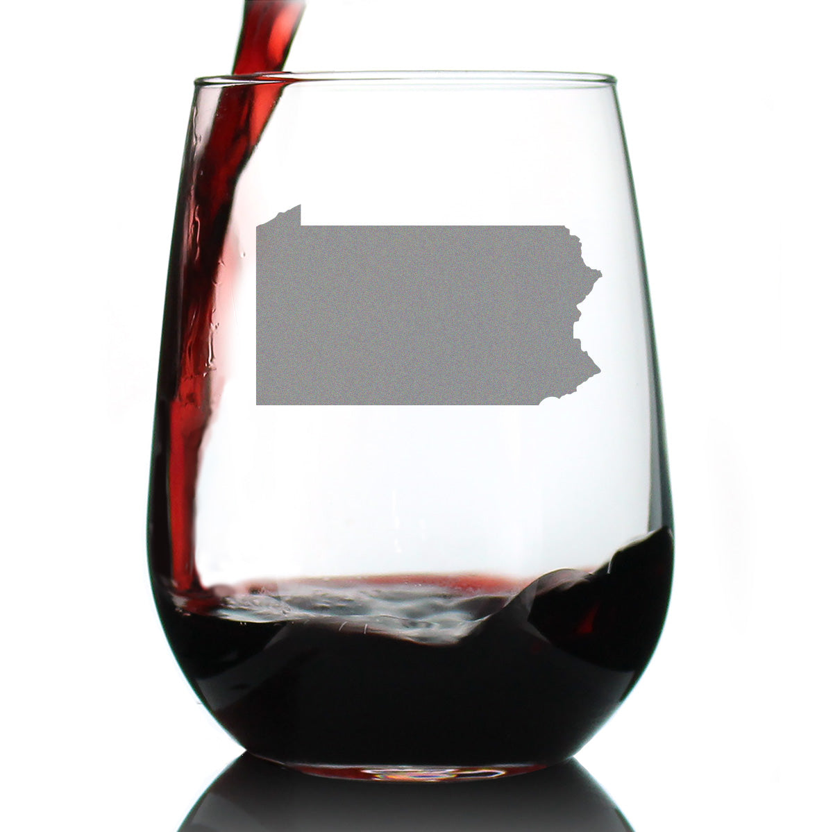 Pennsylvania State Outline Stemless Wine Glass - State Themed Drinking Decor and Gifts for Pennsylvanian Women &amp;amp; Men - Large 17 Oz Glasses