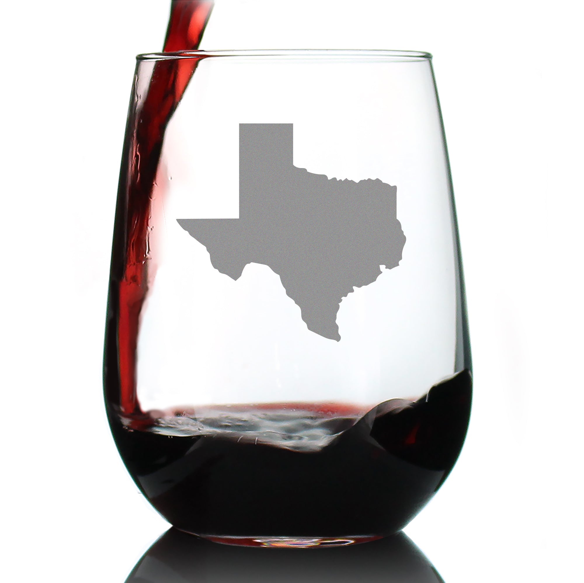Texas State Outline Stemless Wine Glass - State Themed Drinking Decor and Gifts for Texan Women &amp;amp; Men - Large 17 Oz Glasses